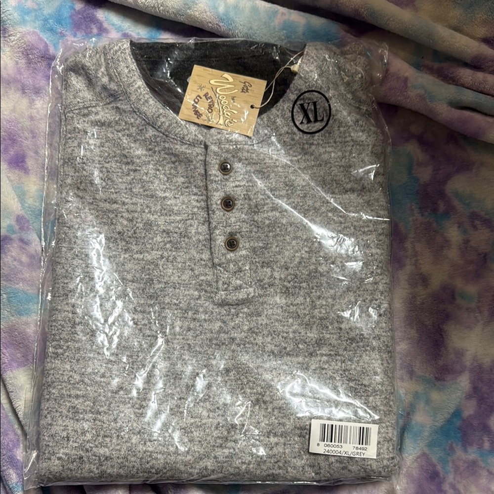 Gray Long Sleeve Tees with Marled Texture